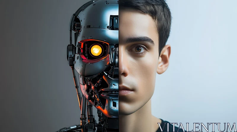 Half Human Half Cyborg Image AI Image