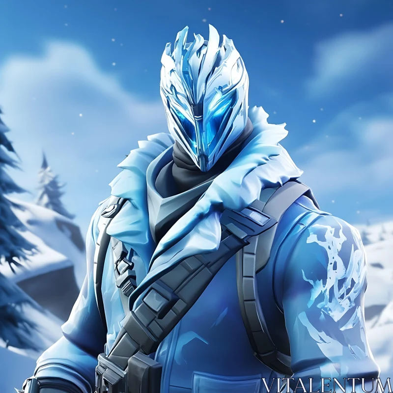 AI ART Winter Warrior in Frozen Wasteland