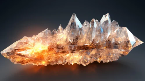 Flaming Crystal - A Radiant 3D Abstract Art