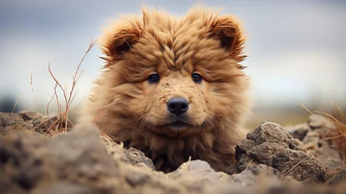 Pet Puppy Amidst Spiky Rocks - Wildlife Photography