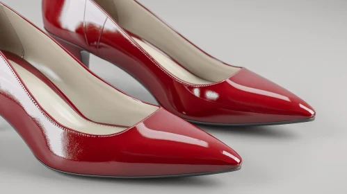 Red High-Heeled Shoes: Shiny Patent Leather, Pointed Toe, 3-Inch Heels