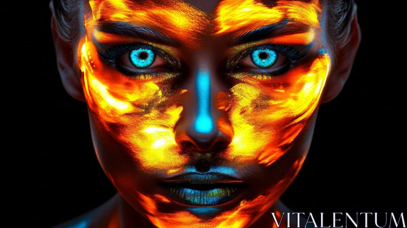 Vibrant Neon Face Painting: Captivating Pop Art Portrait AI Image