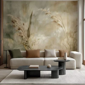 Modern Interior with Abstract Floral Art