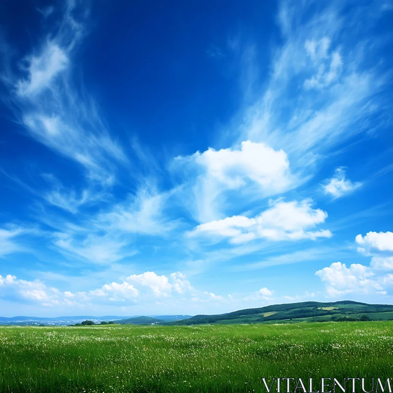 AI ART Lush Field Under Azure Skies