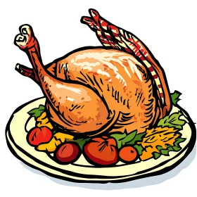 Graphic Turkey Dinner Platter