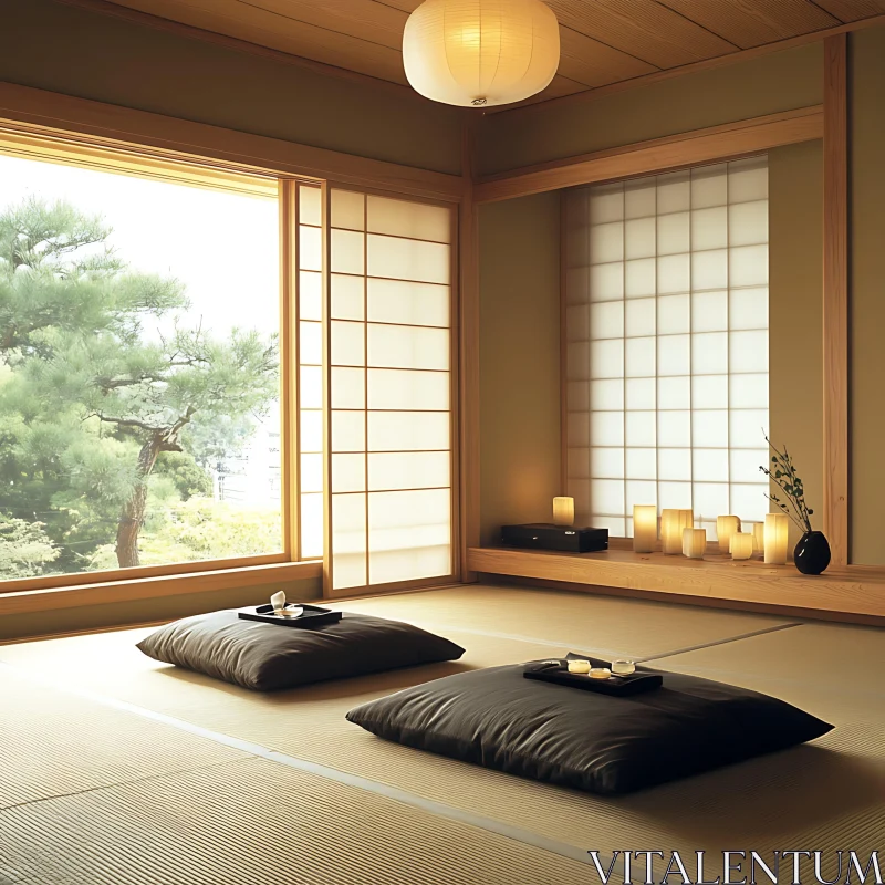 Zen Interior Design with Soft Lighting AI Image