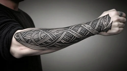 Detailed Forearm Tattoo with Geometric Patterns