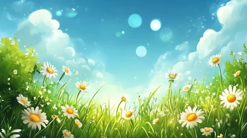 Field of Daisies, Blue Sky Above