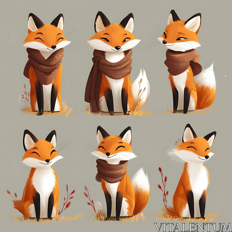 Whimsical Fox Cartoon Art AI Image