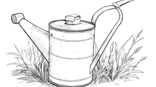 Monochrome Watering Can Illustration