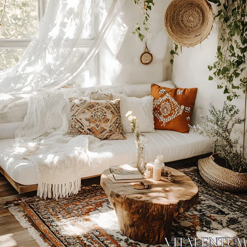 AI ART Serene Boho Style Living Space