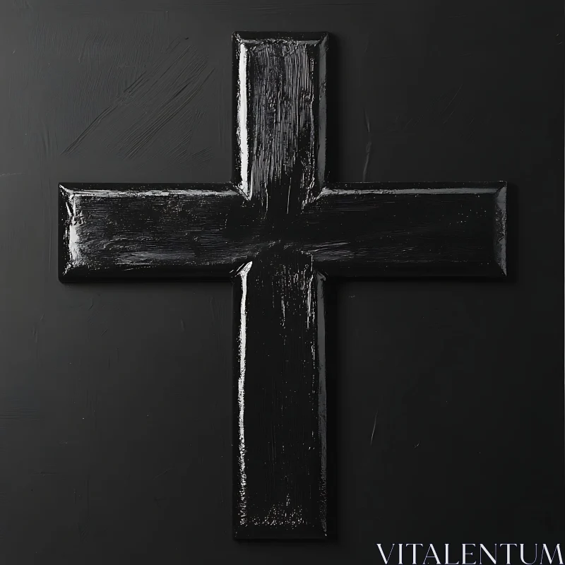 AI ART Black Painted Cross on Black Background