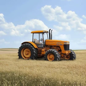 Tractor in the golden field