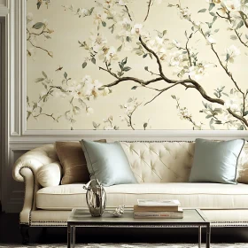 Cream Sofa with Floral Backdrop