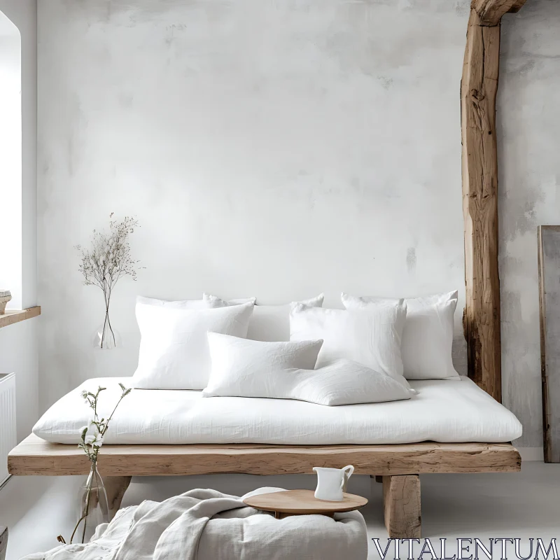 AI ART Tranquil White Linen Bed Setting