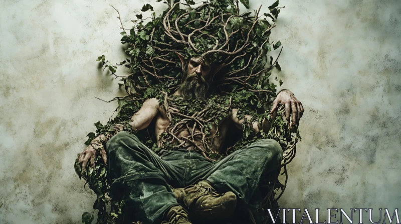 Verdant Deity: A Forest King Portrait AI Image