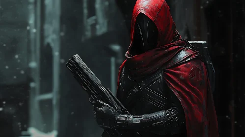 Red Hooded Warrior with Weapon