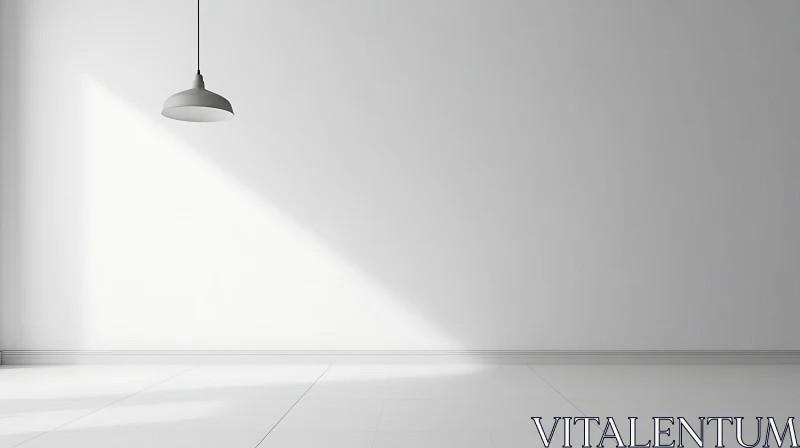 Serene White Interior with Hanging Light AI Image