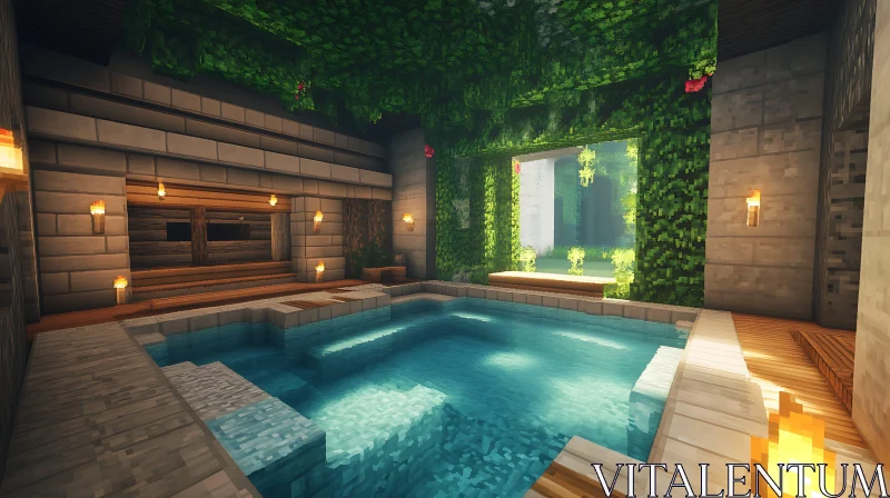 AI ART Virtual Serenity: Minecraft Pool Design