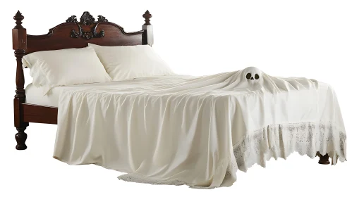 Spooky Bed Sheet Skull Ghost