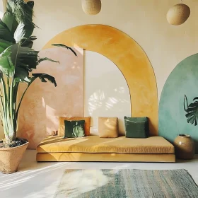 Sunlit Interior with Daybed and Arches