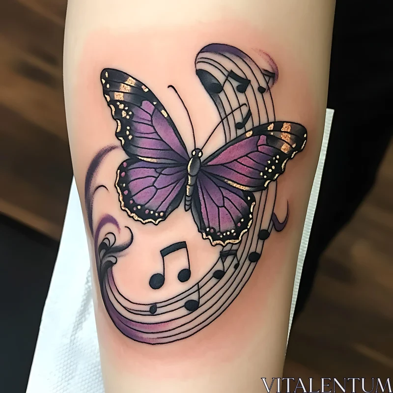 Vivid Butterfly and Melody Tattoo AI Image