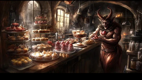 Demon's Tempting Treats: A Bakery Scene