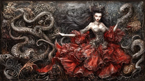 Gothic Lady with Snakes