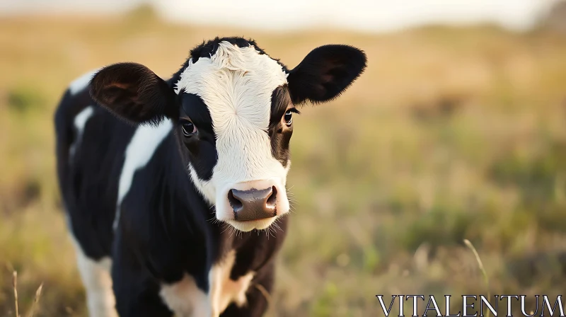 Black and White Calf Close-Up AI Image