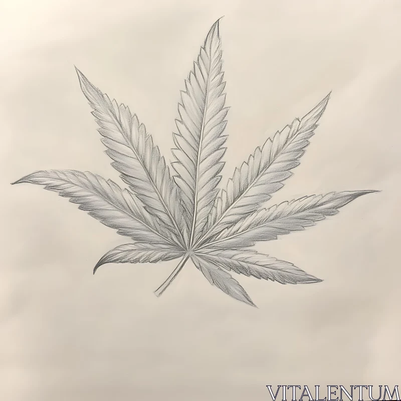 Cannabis Leaf Drawing AI Image