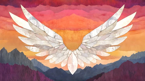 Wings and Mountains Abstract Art