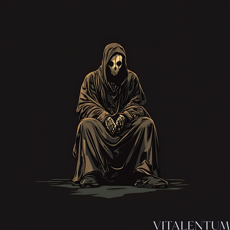 AI ART Hooded Figure with Skull Face