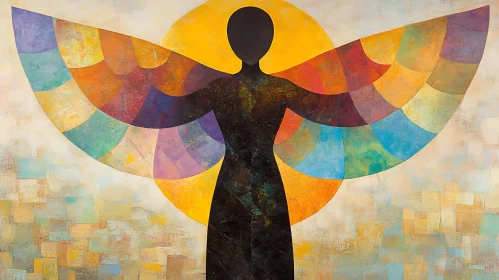 Figure with Wings Abstract Painting