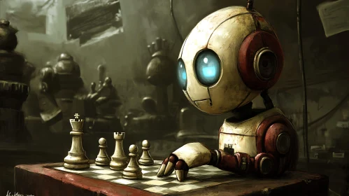 AI Robot Chess Master Illustration