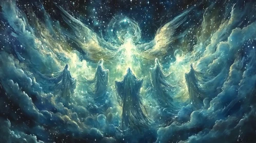 Angelic Figures in Cosmic Cloudscape