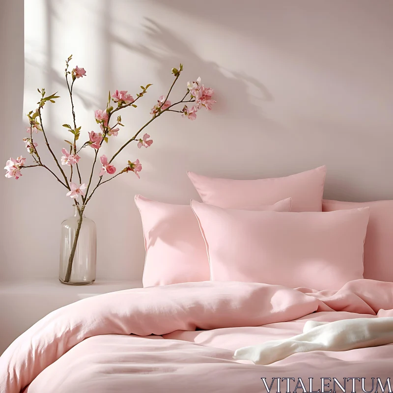 Tranquil Pink Bedroom Interior Design AI Image