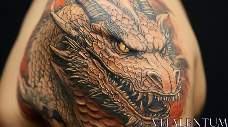 Detailed Dragon Shoulder Tattoo AI Image