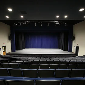 Auditorium with Blue Curtain Stage