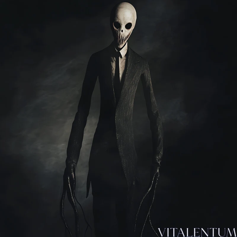 Pale Faced Monster in Dark Suit AI Image