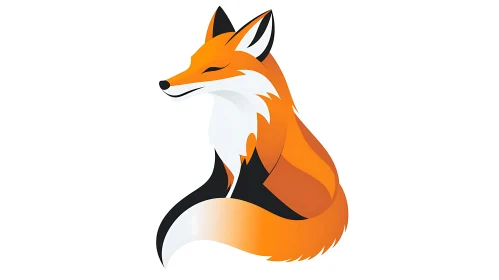 Stylized Fox Portrait on White Background