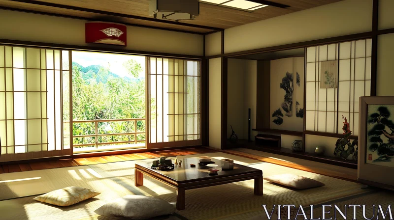 Serene Interior of Traditional Japanese Home AI Image