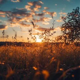 Golden Field Sunset Landscape