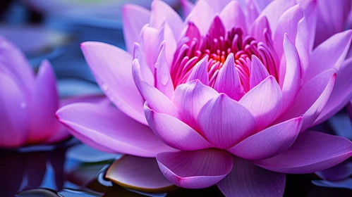 Pink Lotus Flowers in Tranquil Pond: A Serene Floral Display