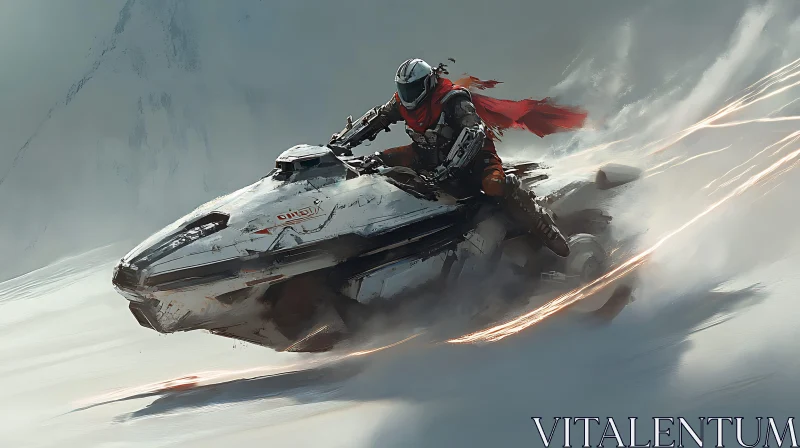 AI ART Sci-Fi Rider on a High-Speed Vehicle