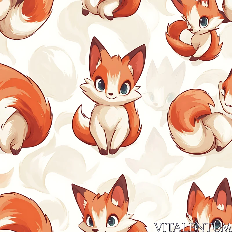 Adorable Fox Character Seamless Texture AI Image