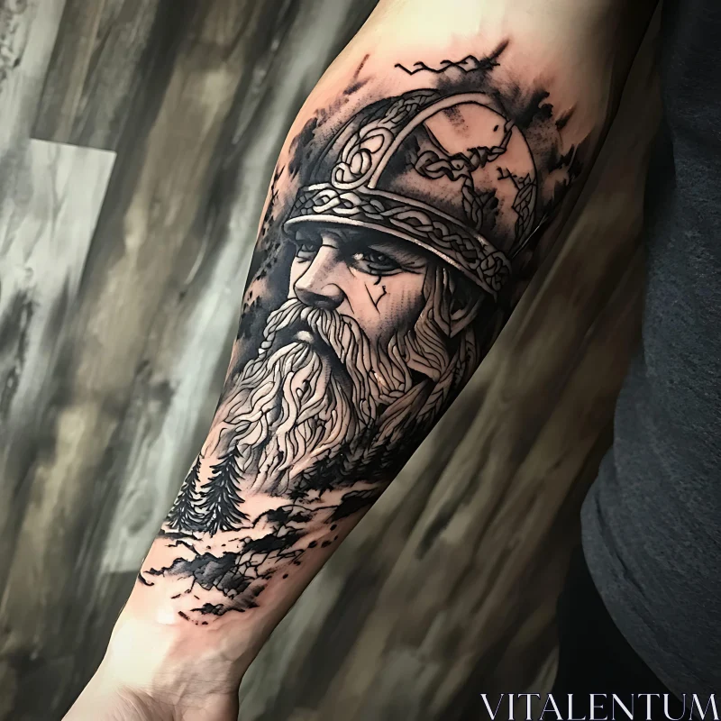 Norse Themed Arm Tattoo AI Image