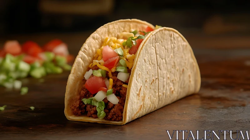 Tasty Taco with Beef, Cheese, and Veggies AI Image