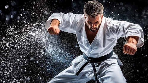 Karate Master Punching Through the Darkness