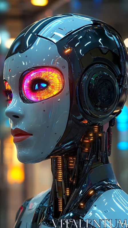 Detailed View of a High-Tech Cyborg AI Image