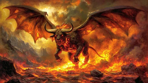 Winged Demon in Volcanic Inferno